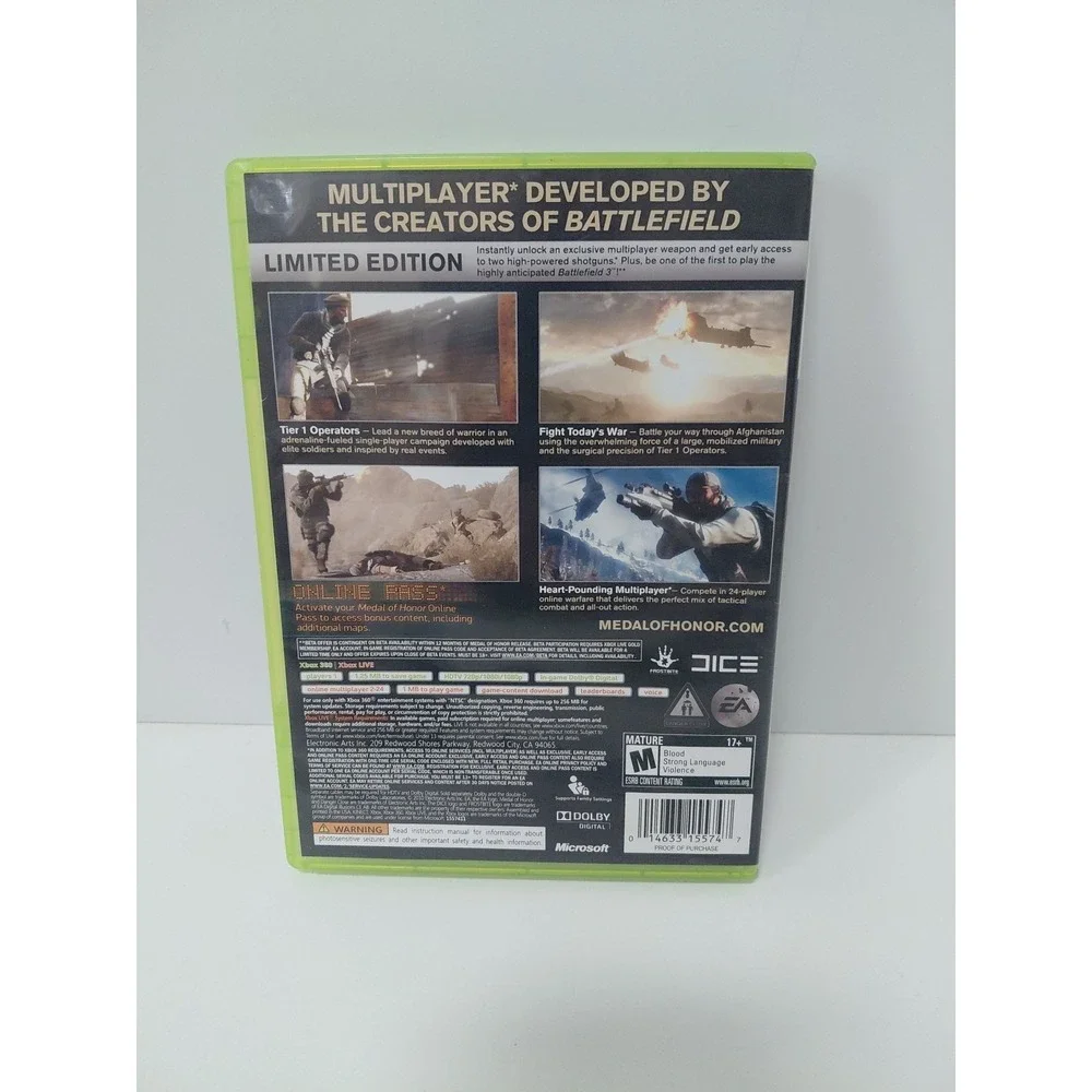 Medal of Honor -- Limited Edition (Microsoft Xbox 360, 2010) Complete CIB